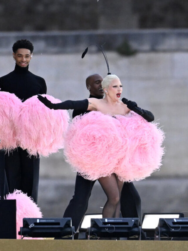 Lady Gaga performs during the Paris Olympics  opening ceremony 2024